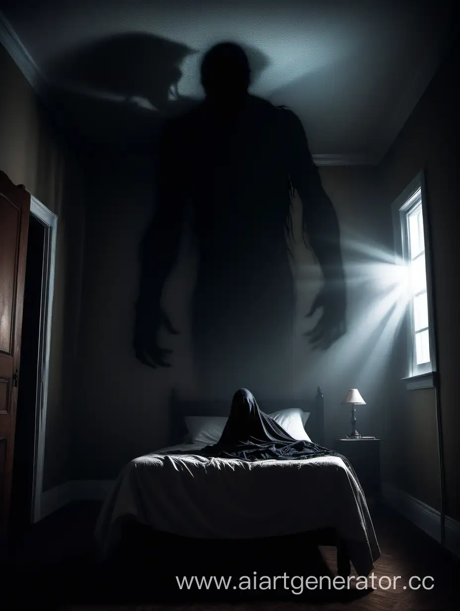 Eerie-Demon-Watching-Fearful-Figure-in-Bed