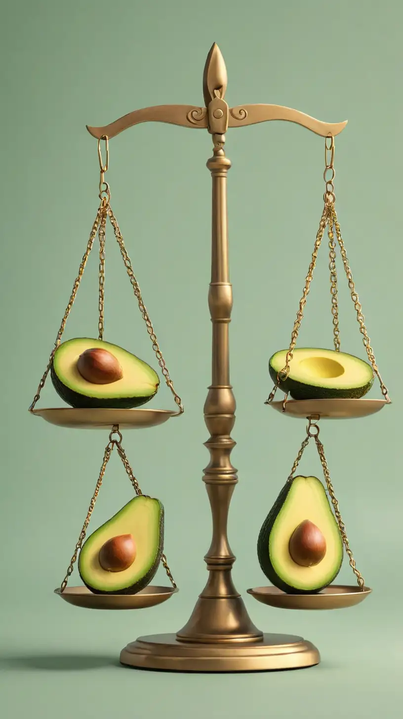 Design a graphic depicting a balanced scale with avocados on one side and healthy weight symbols on the other, showcasing how avocados support weight management."