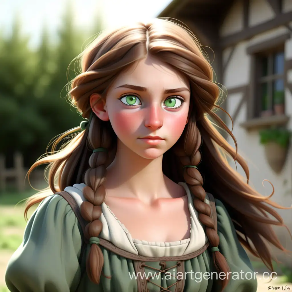 Young-Peasant-Woman-with-Natural-Beauty-Brown-Hair-and-Green-Eyes