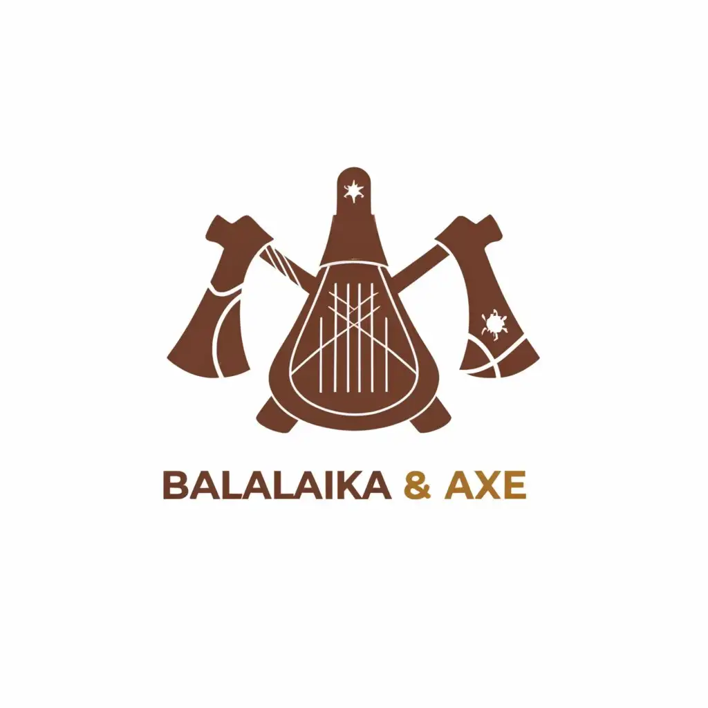 a logo design,with the text "Balalaika and Axe", main symbol:Balalaika, axe,Minimalistic,clear background