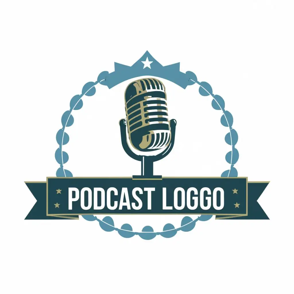 logo, D, with the text "podcast logo, I like the mic and wire wrapped around the logo.", typography