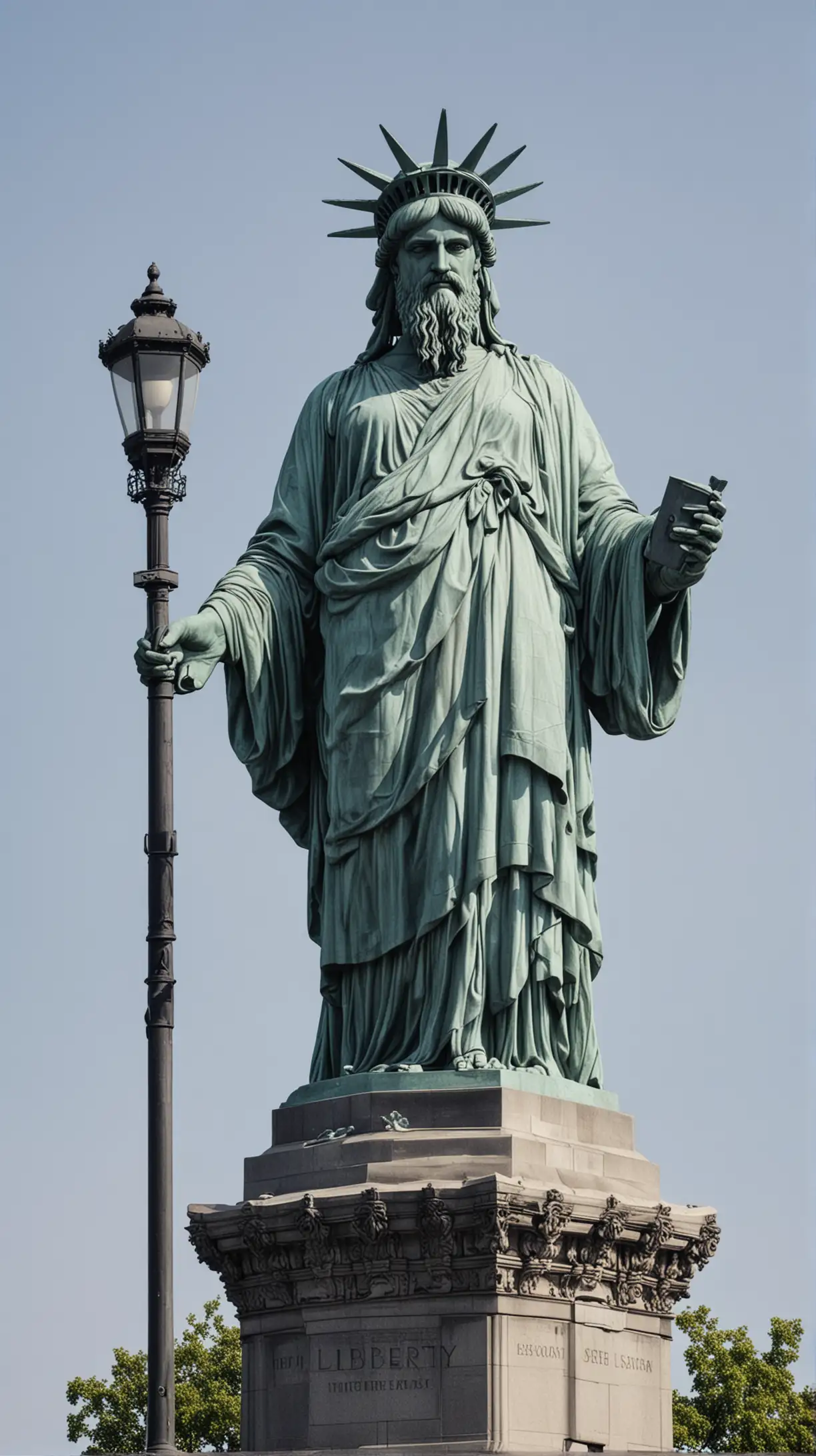 Liberty statue with a big beard
