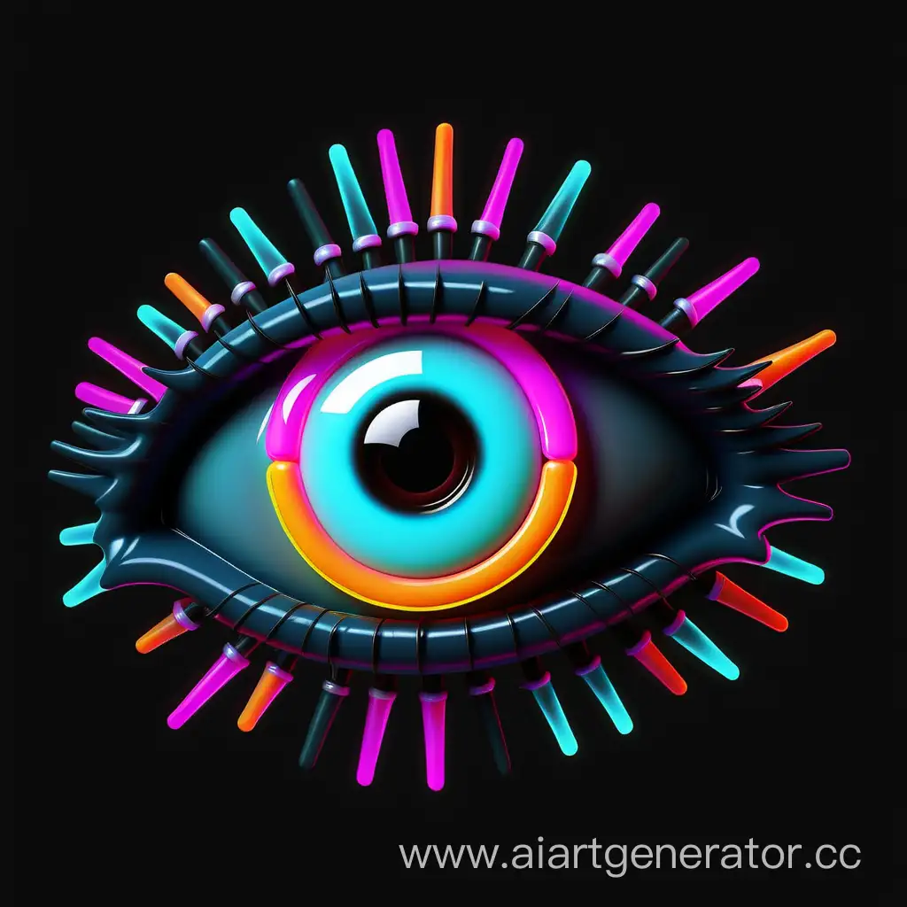 Neon-Eye-on-Black-Background-Abstract-Digital-Art