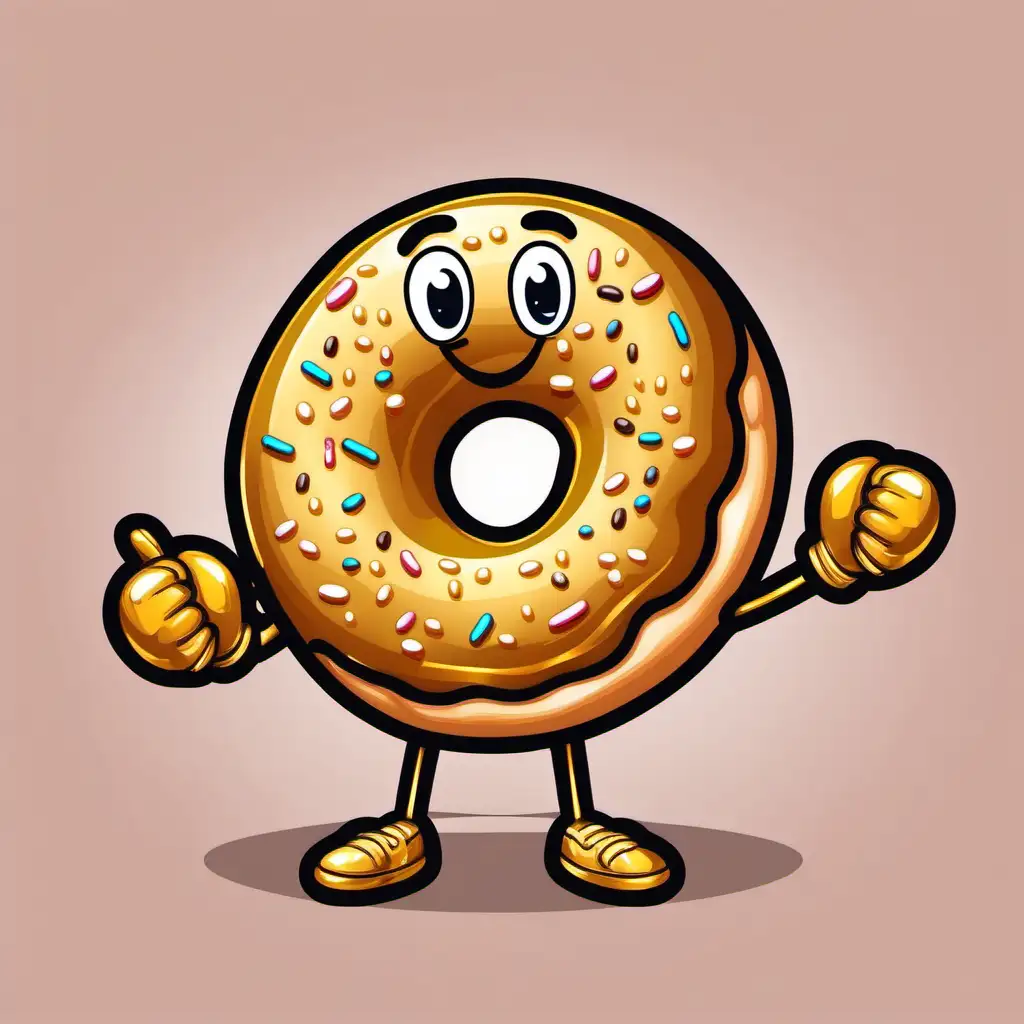 Joyful Golden Cartoon Donut Delights