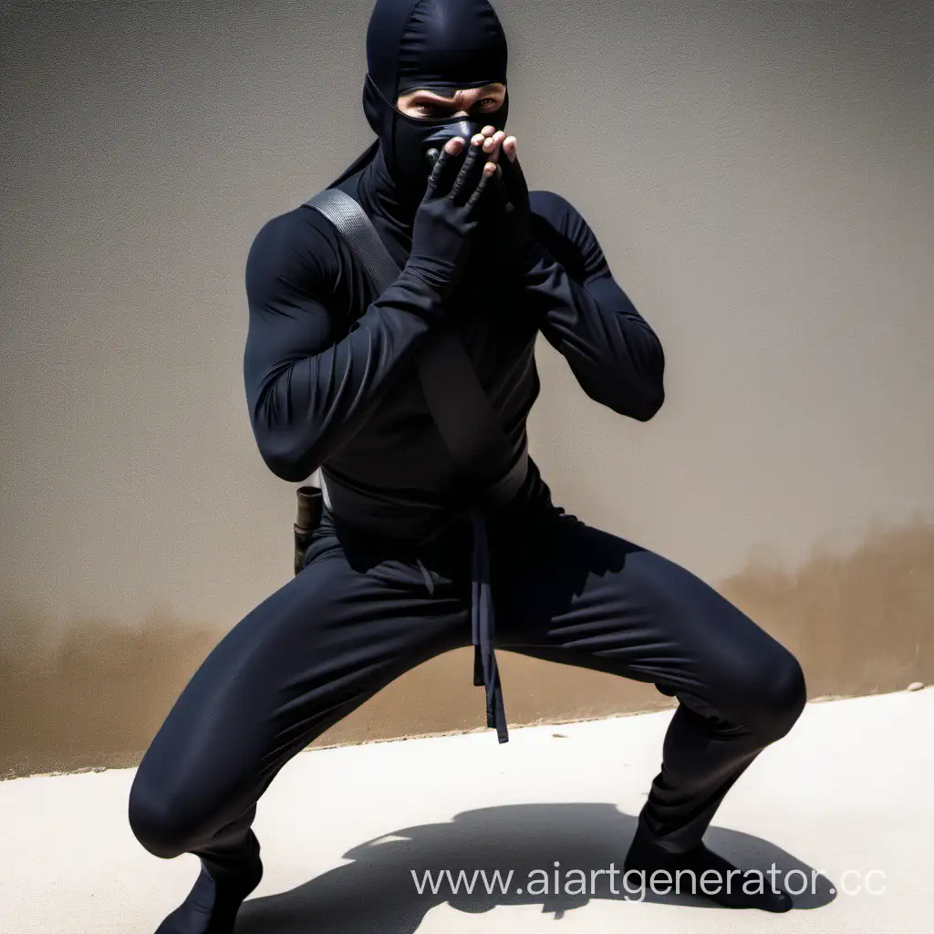 full body ninja who is good at using poison, black cloth cover his face. Very tight black lycra suit .Using poison gas，trying to break in 