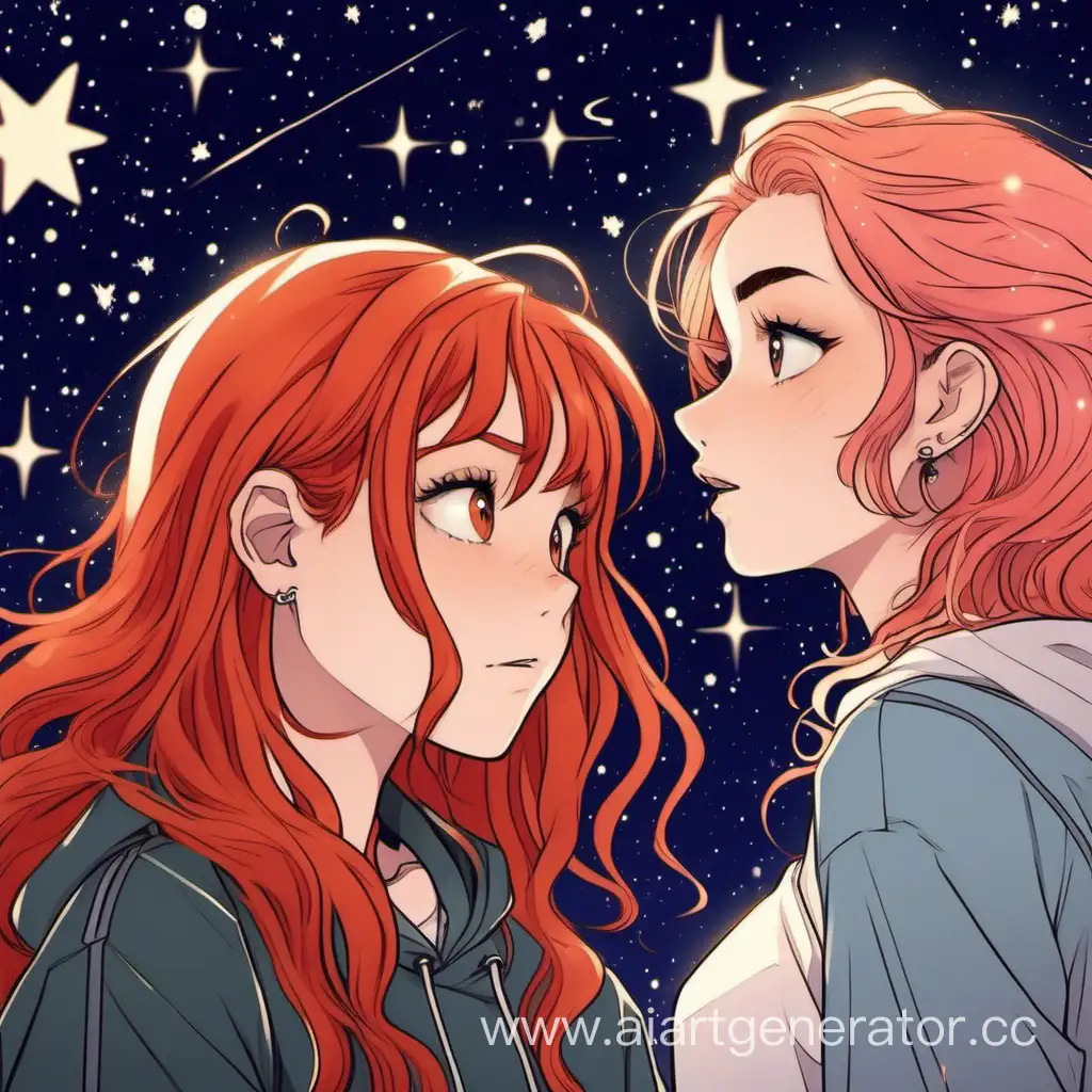 Contemplative-RedHaired-Woman-Admiring-Stars-with-Companion