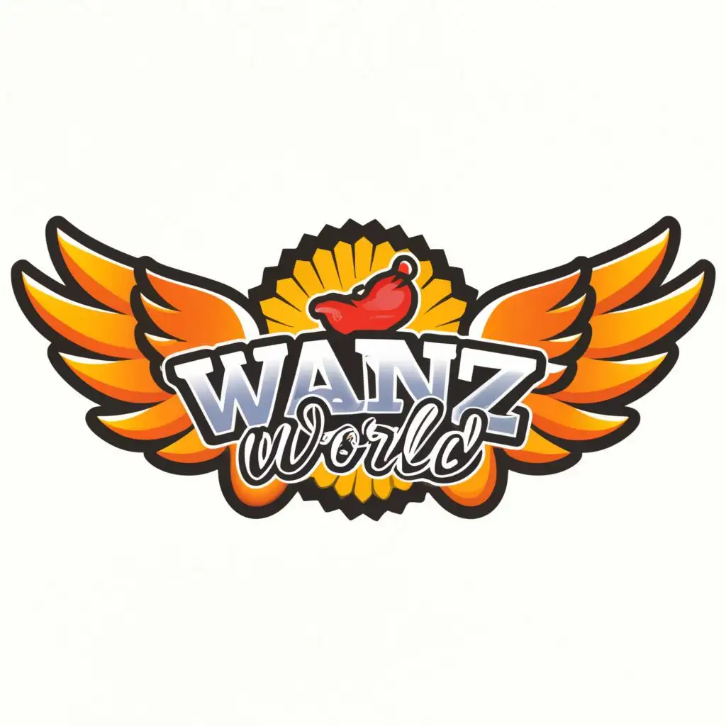 logo, Chicken Wings, with the text "Wangz World", typography