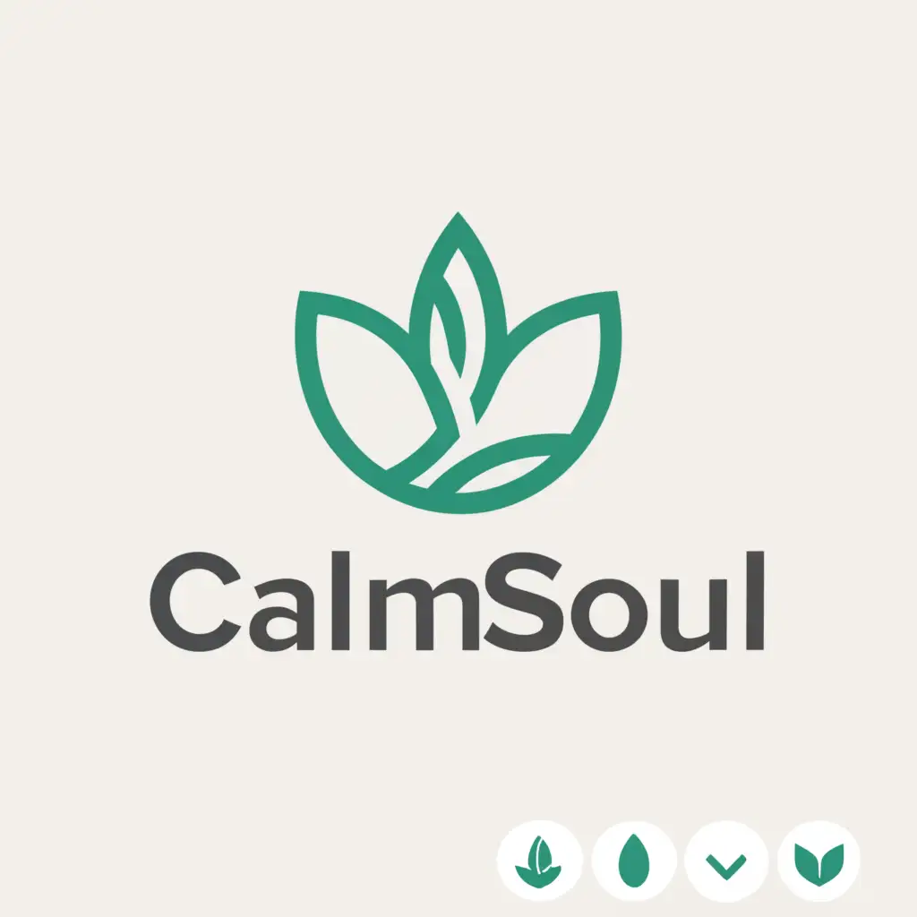 a logo design,with the text "CalmSoul", main symbol:A leaf,Minimalistic,be used in Sports Fitness industry,clear background