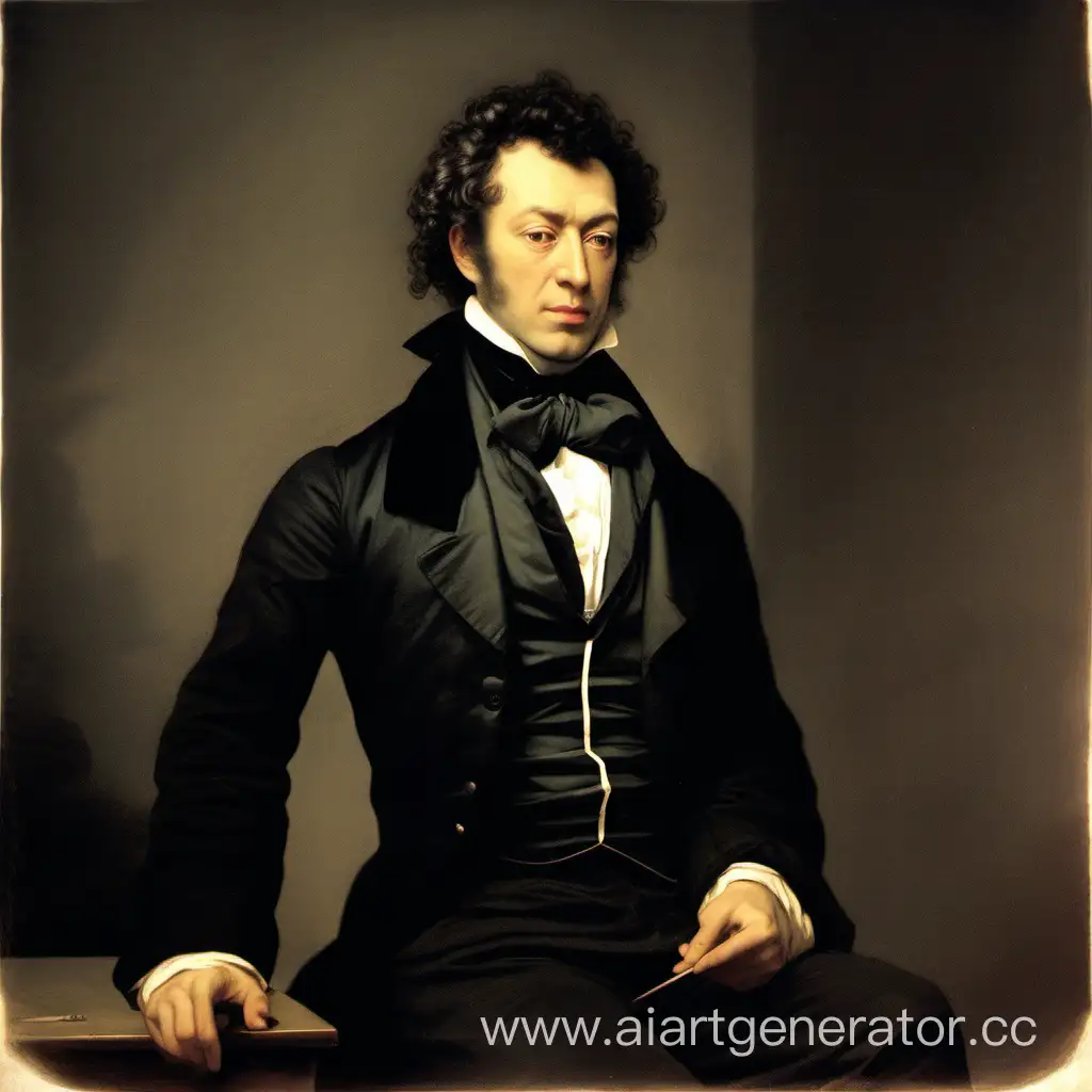 Portrait-of-Alexander-Sergeyevich-Pushkin-in-Elegant-Black-Attire