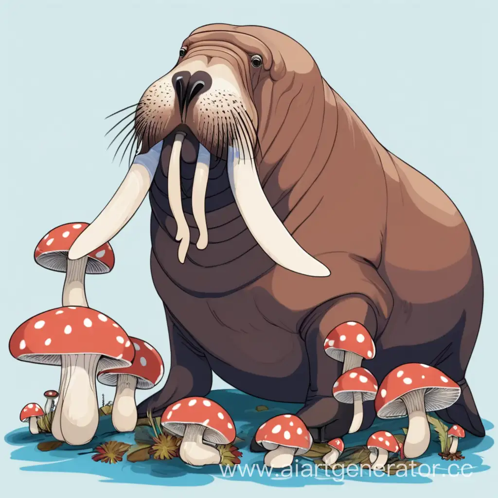 Curious-Walrus-Among-Mushroom-Forest