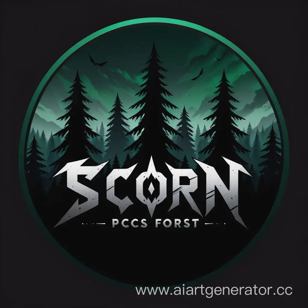 SCORN-Logo-on-Black-Forest-Background-with-Dark-Tones-and-Aggressive-Look