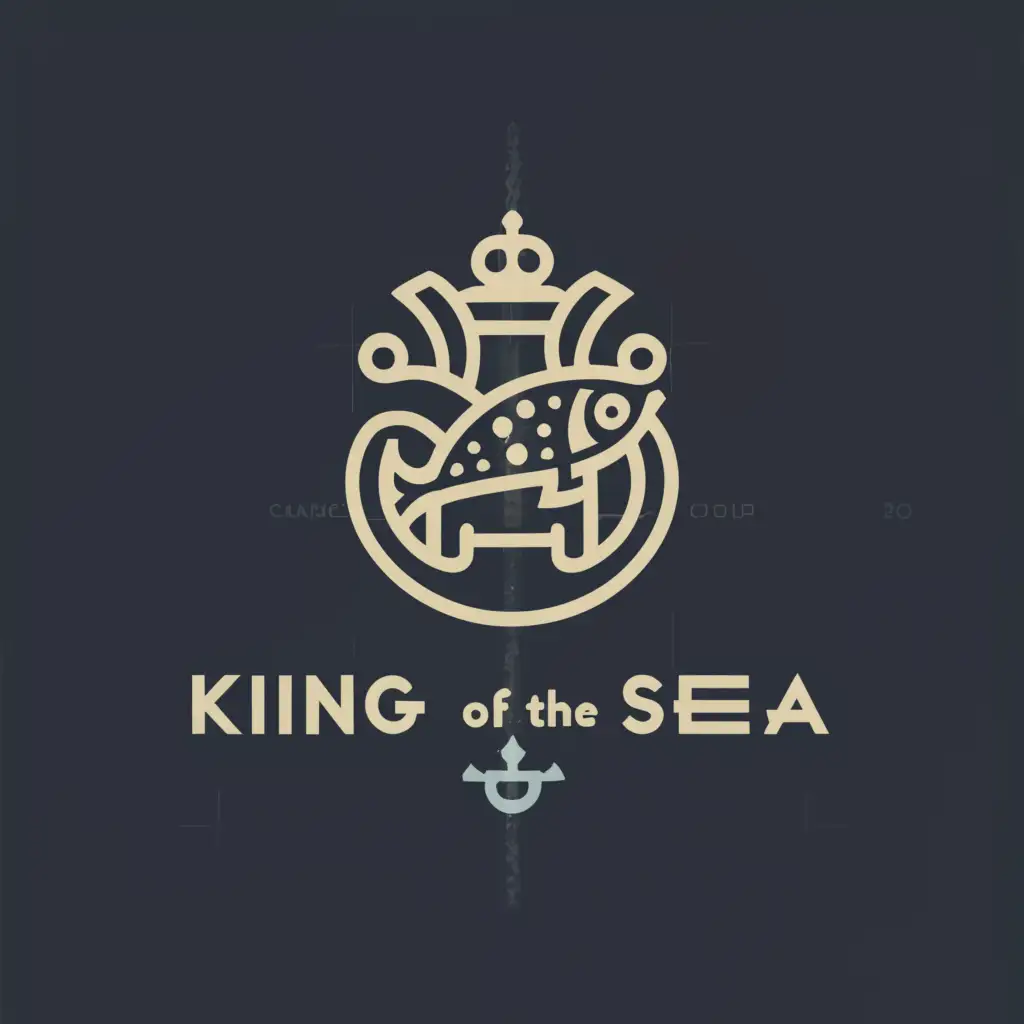 LOGO-Design-For-King-of-the-Sea-Majestic-Fish-Throne-with-Anchor-Emblem