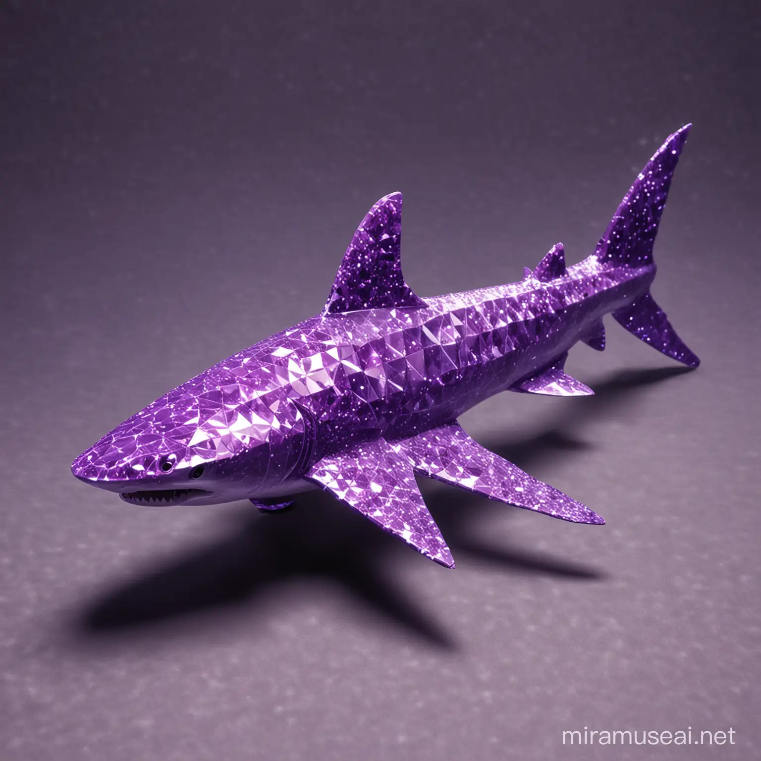 Majestic Purple Crystalline Shark in Underwater Kingdom