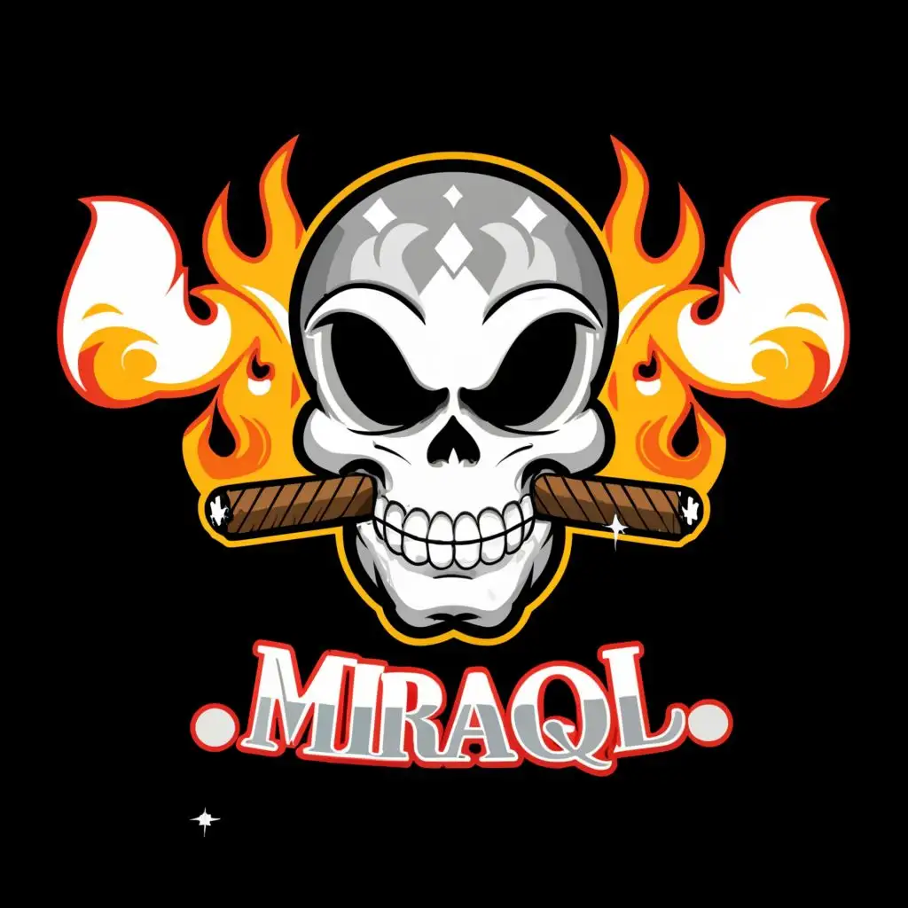 LOGO-Design-for-Miraql-Smiling-Skull-with-Cigar-in-Entertainment-Industry