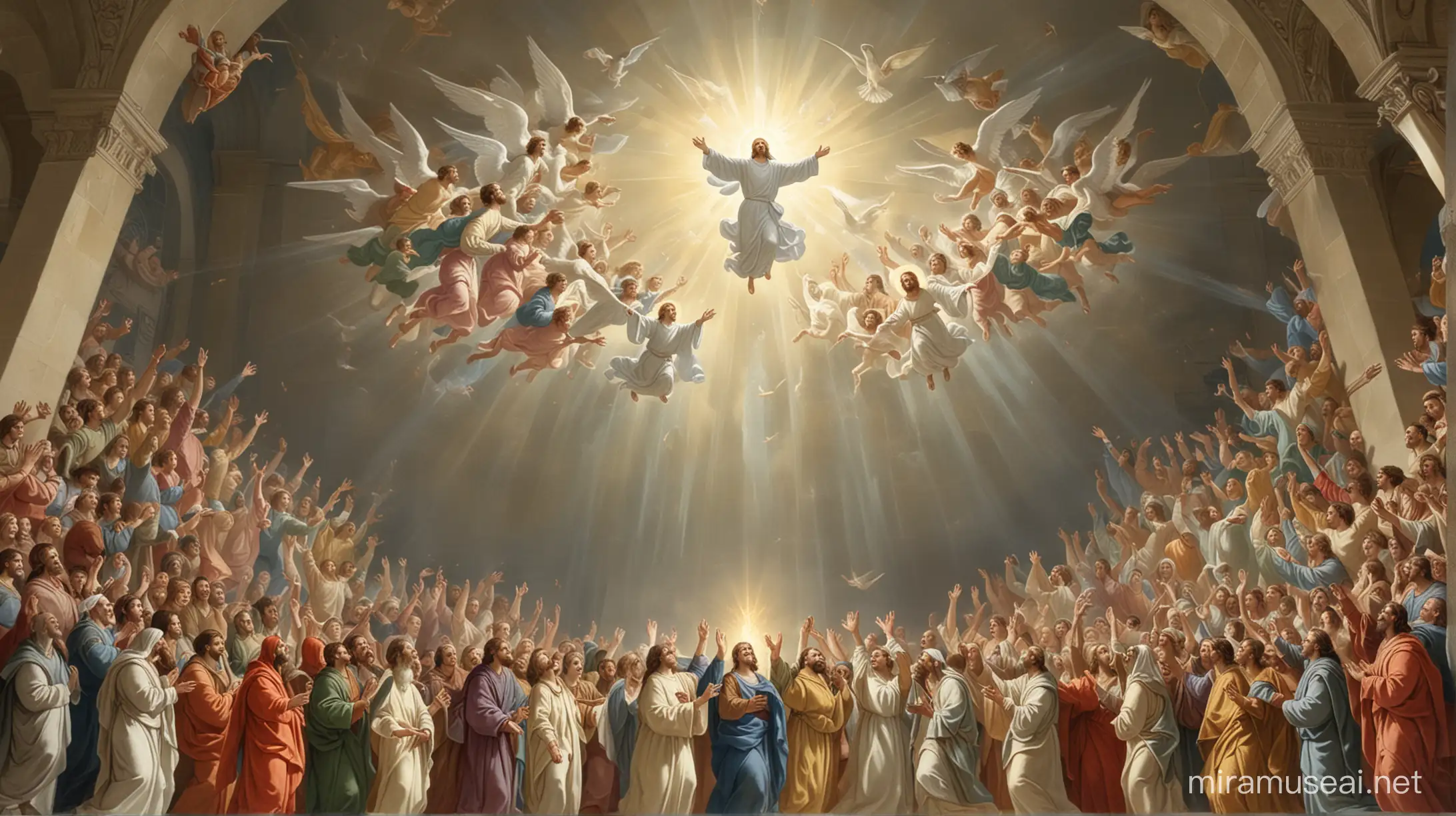 Divine Revelation Holy Spirit Descending Upon the Church Congregation