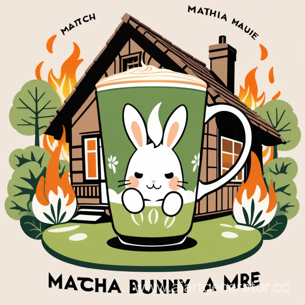 Cheerful-Bunny-Enjoying-Matcha-Latte-Jumping-Over-Cozy-House-with-Fire