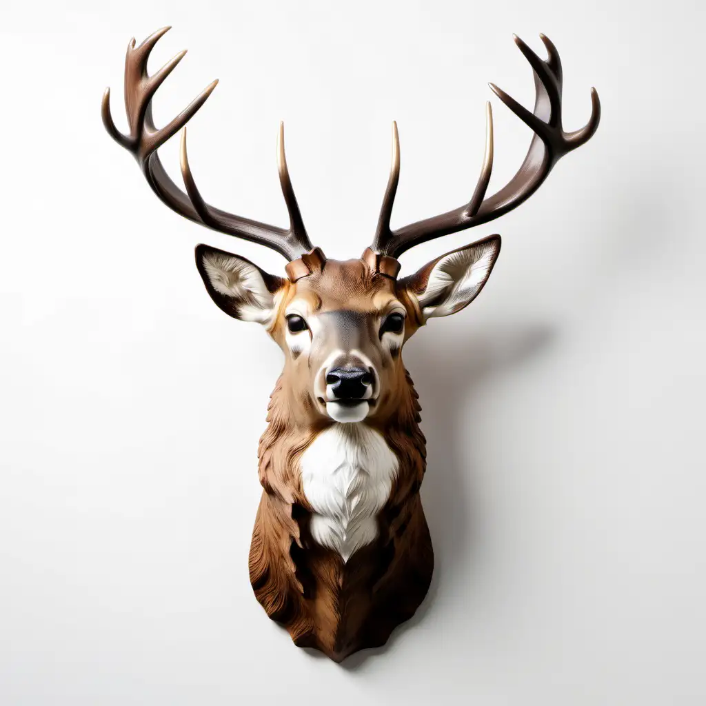 Brown Colored Deer Head on White Background