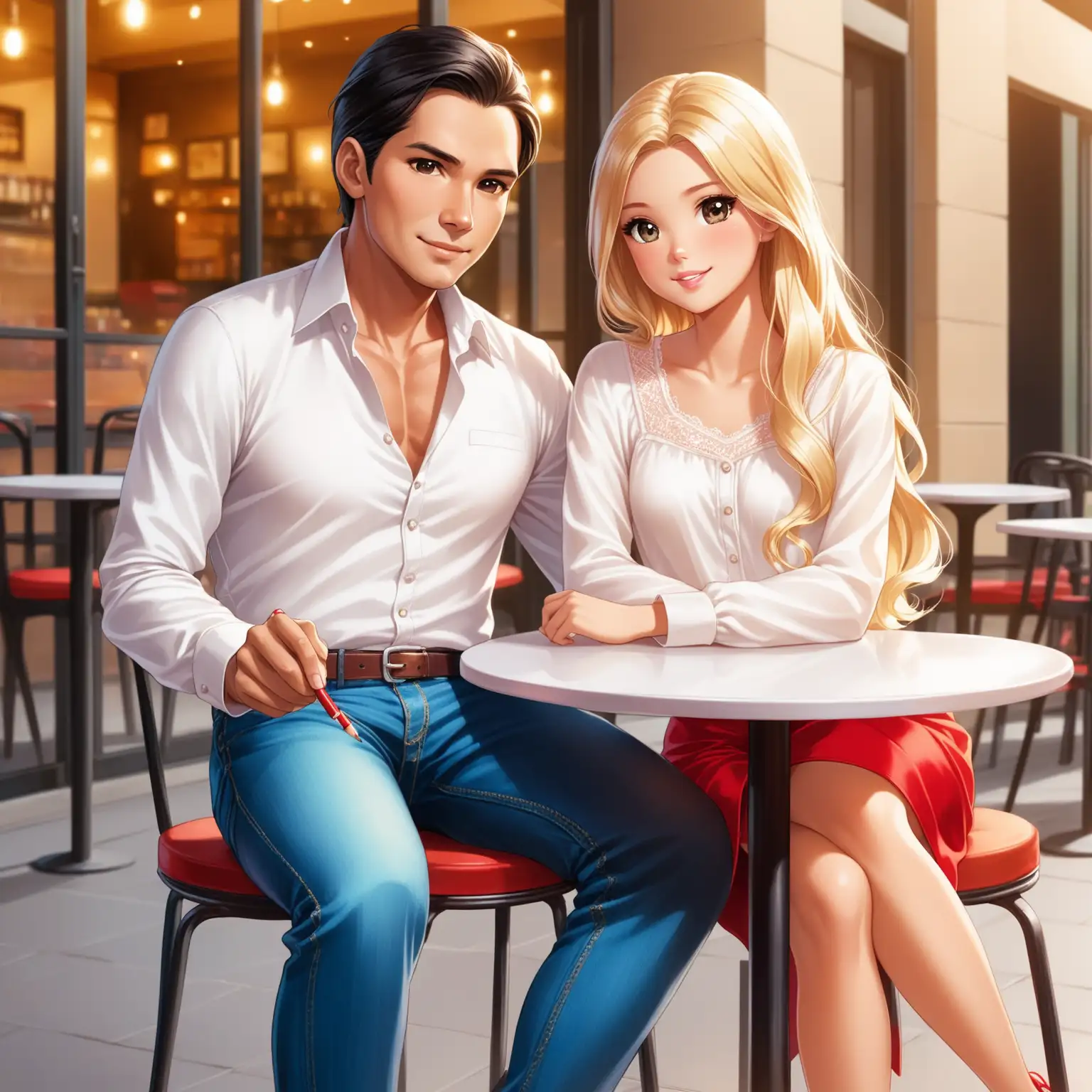 Romantic Caf Date Chelsea from Barbie and Andean Man Enjoying Drinks Together
