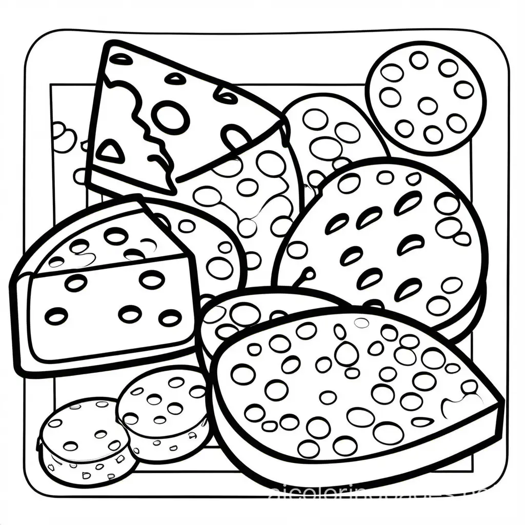 Easy-Line-Art-Cheese-Crackers-Coloring-Page-with-Bold-Ligne