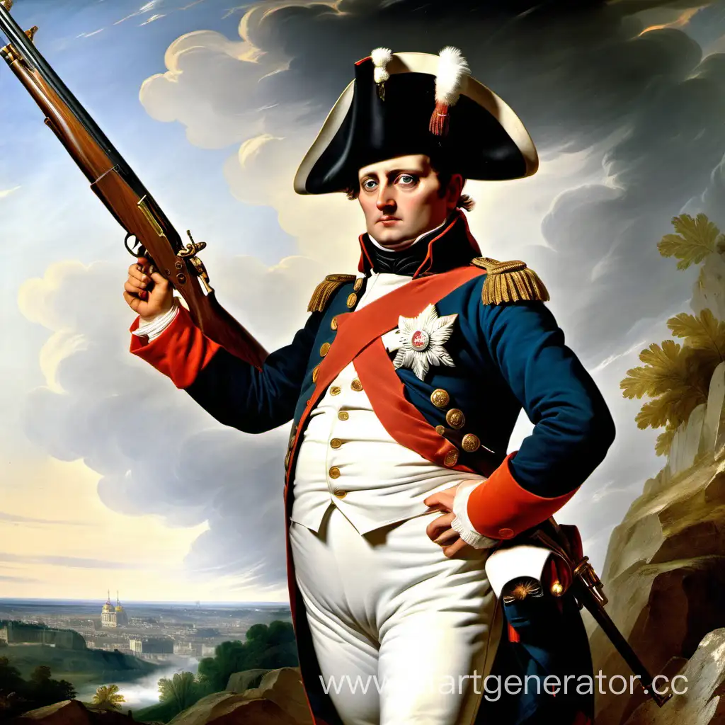 Napoleon Bonaparte Holding Rifle Historical Military Portrait | AI Art ...