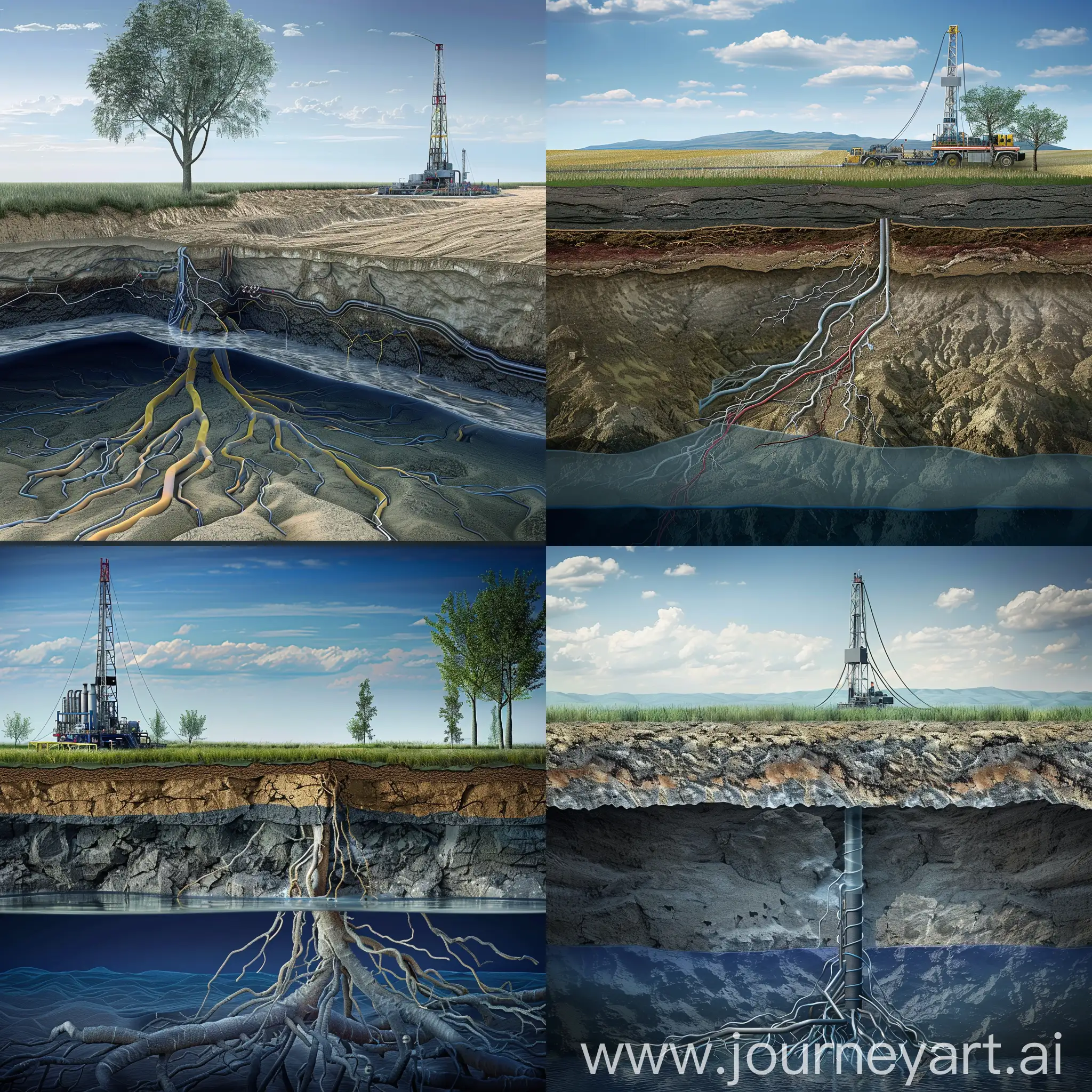 Shale-Gas-Extraction-Hydraulic-Fracturing-Process-with-Detailed-Underground-Networks