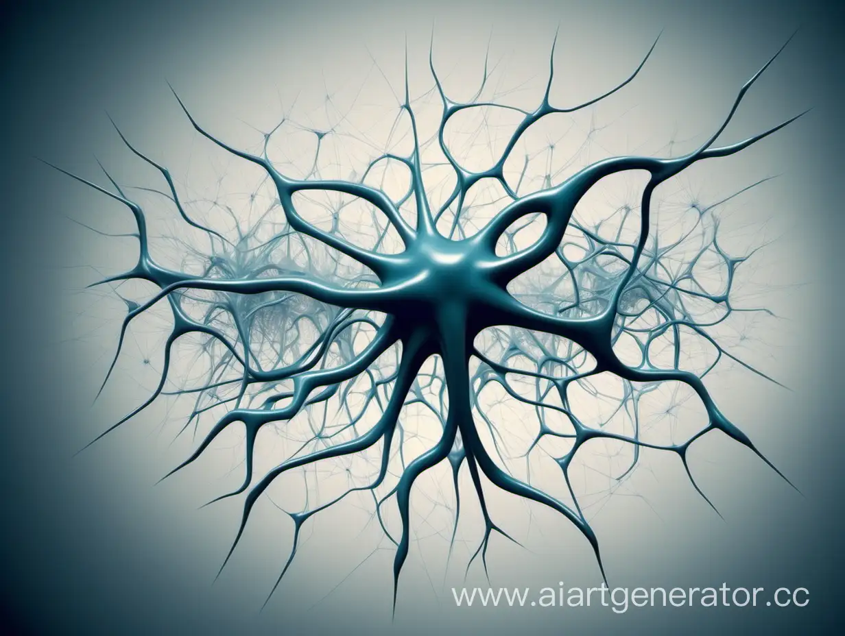 Картинка: абстрактное изображение, напоминающее сеть нейронов, которое перетекает в логотип
