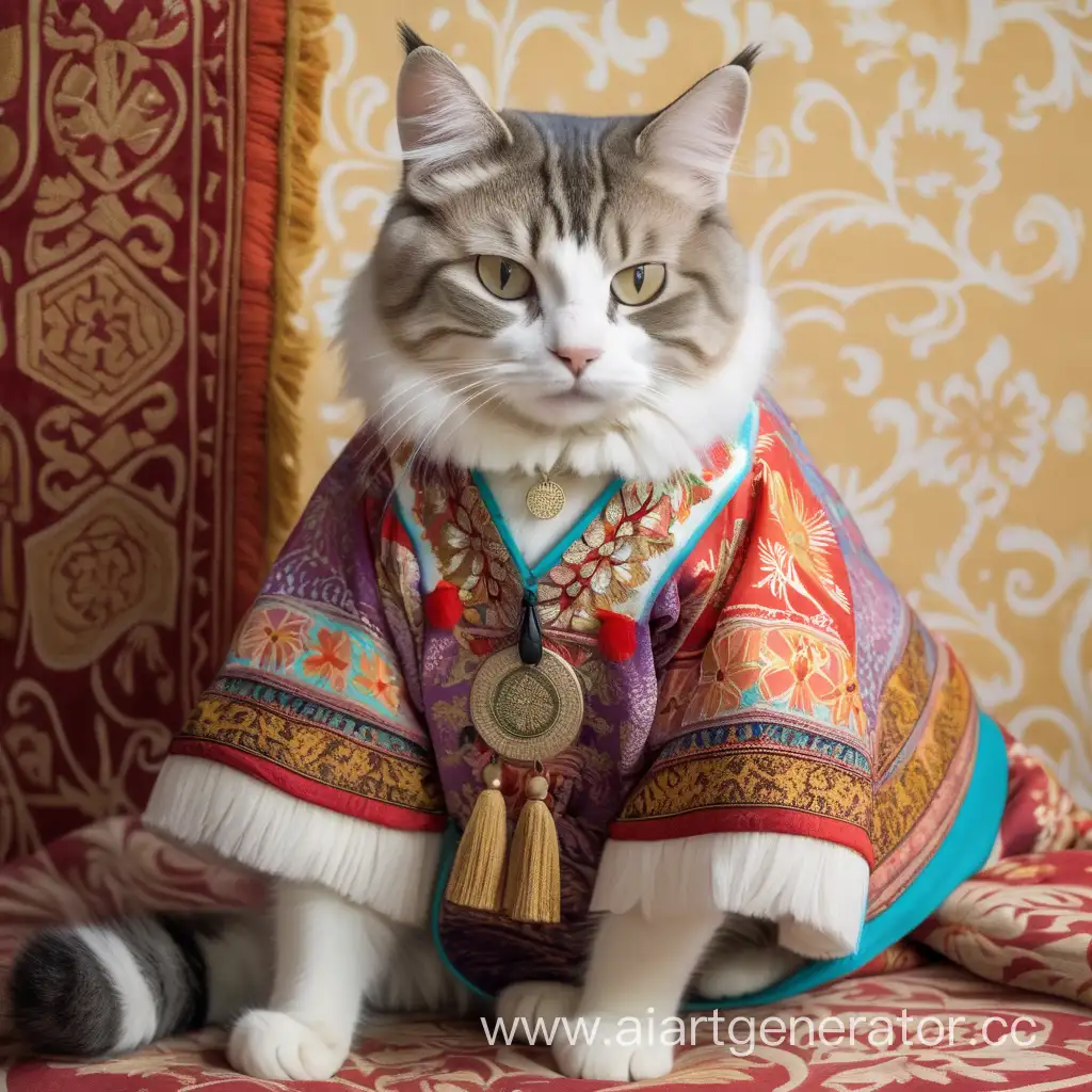 Cat in a russian kaftan