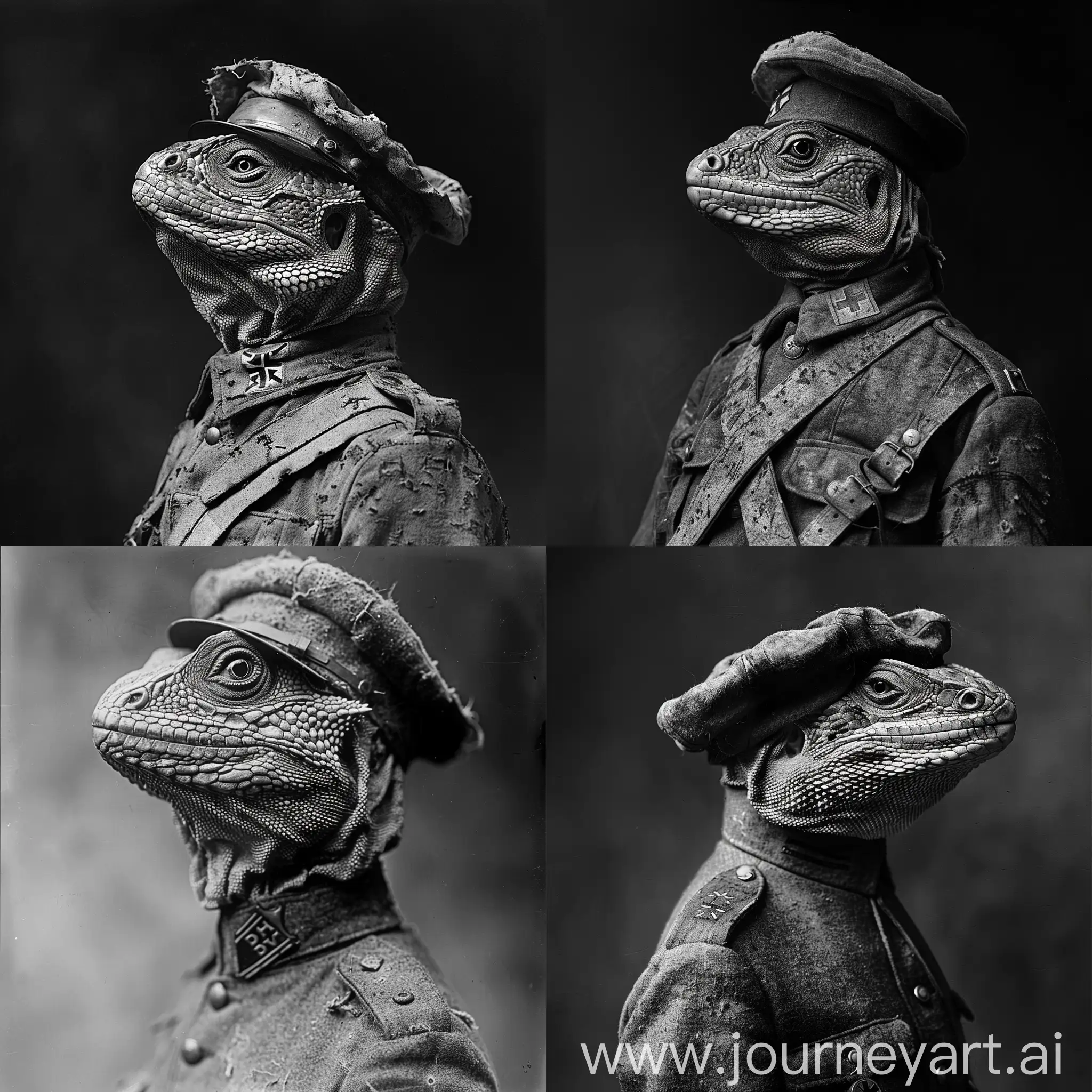 Realistic-Portrait-of-Anthropomorphic-Lizard-as-German-Soldier-in-WWI
