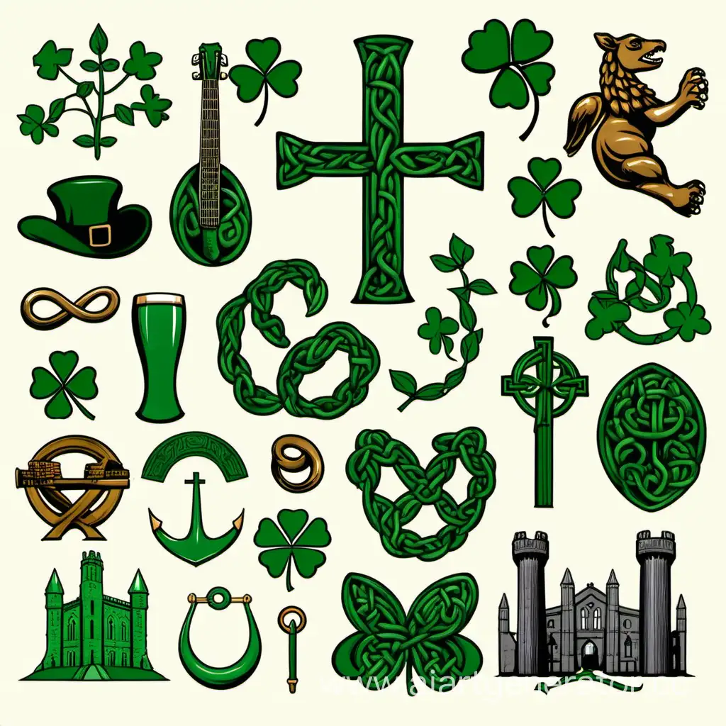 Iconic-Symbols-of-Ireland-in-Vibrant-Artistic-Display