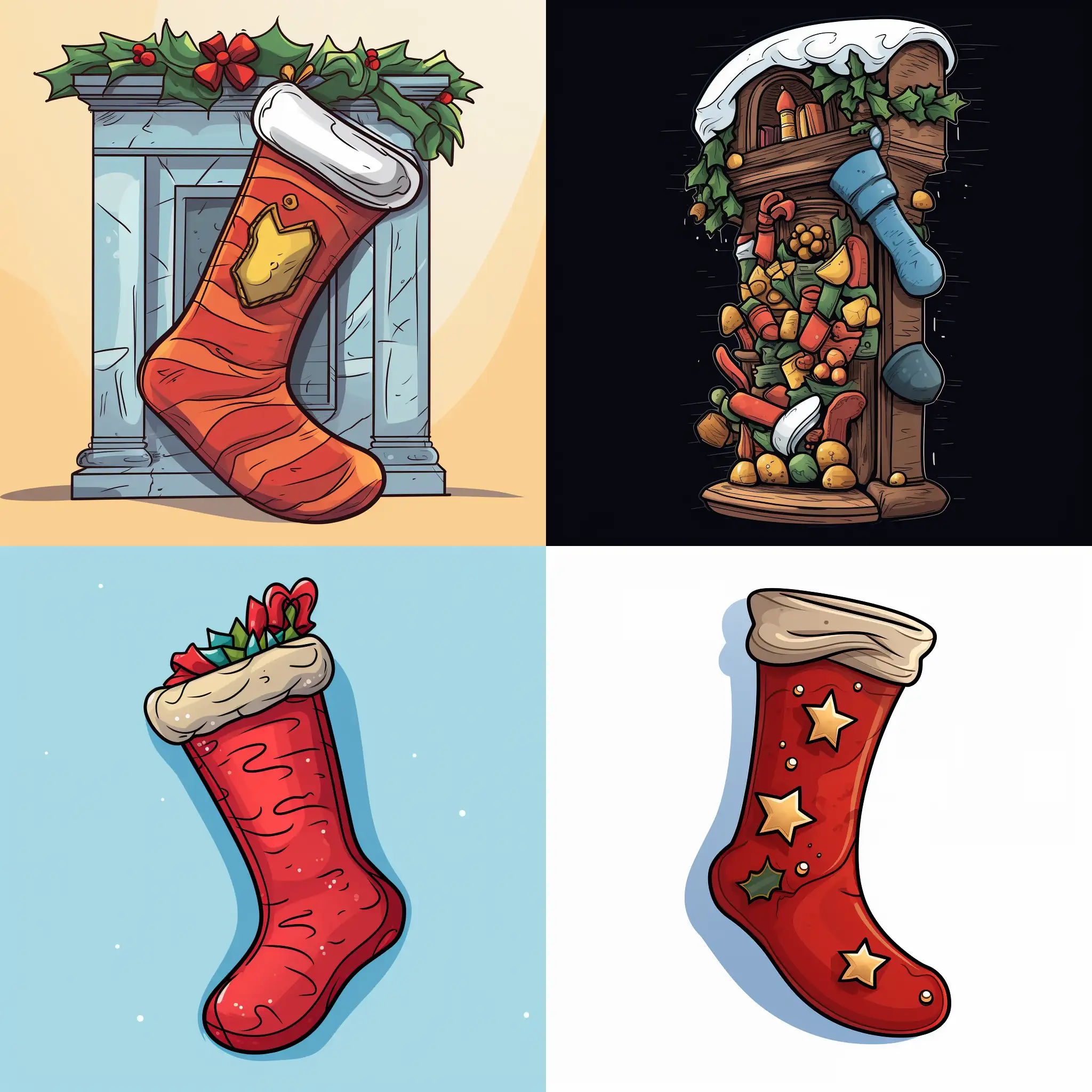 Christmas stocking, in cartoon style