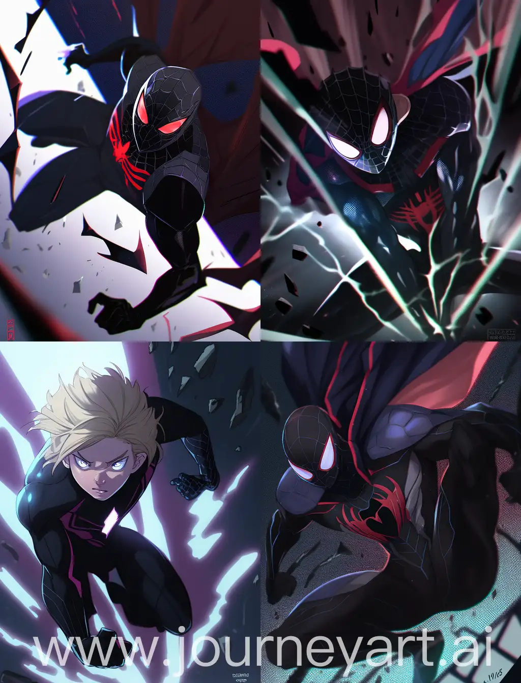 AnimeStyled-Black-Suit-SpiderMan-Concept-Art-with-Serious-Expression-and-Scars