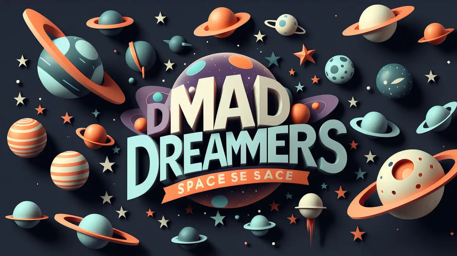 graphic LOGO design using the words 'Mad Dreamers Space'  make the word dreamers pop out in the center