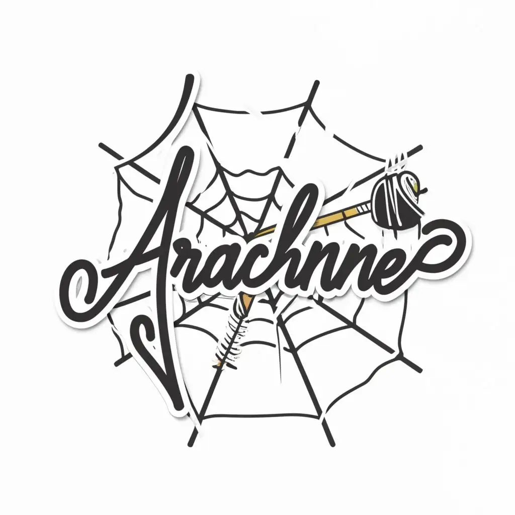 LOGO-Design-for-Arachne-Cute-Spider-Web-and-Knitting-Needles-Symbolism-for-Nonprofit-Industry-with-Clear-Background