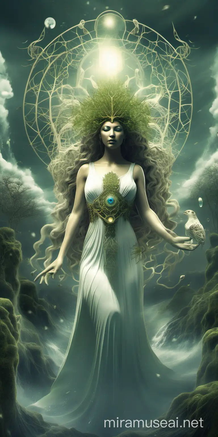 Divine Nature Goddess Exerting Control Over the Elements