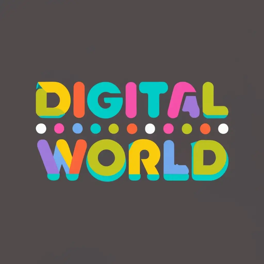 logo, FUN BACKGROUND TRANSPARENT, with the text "DIGITAL WORLD", typography, be used in Entertainment industry