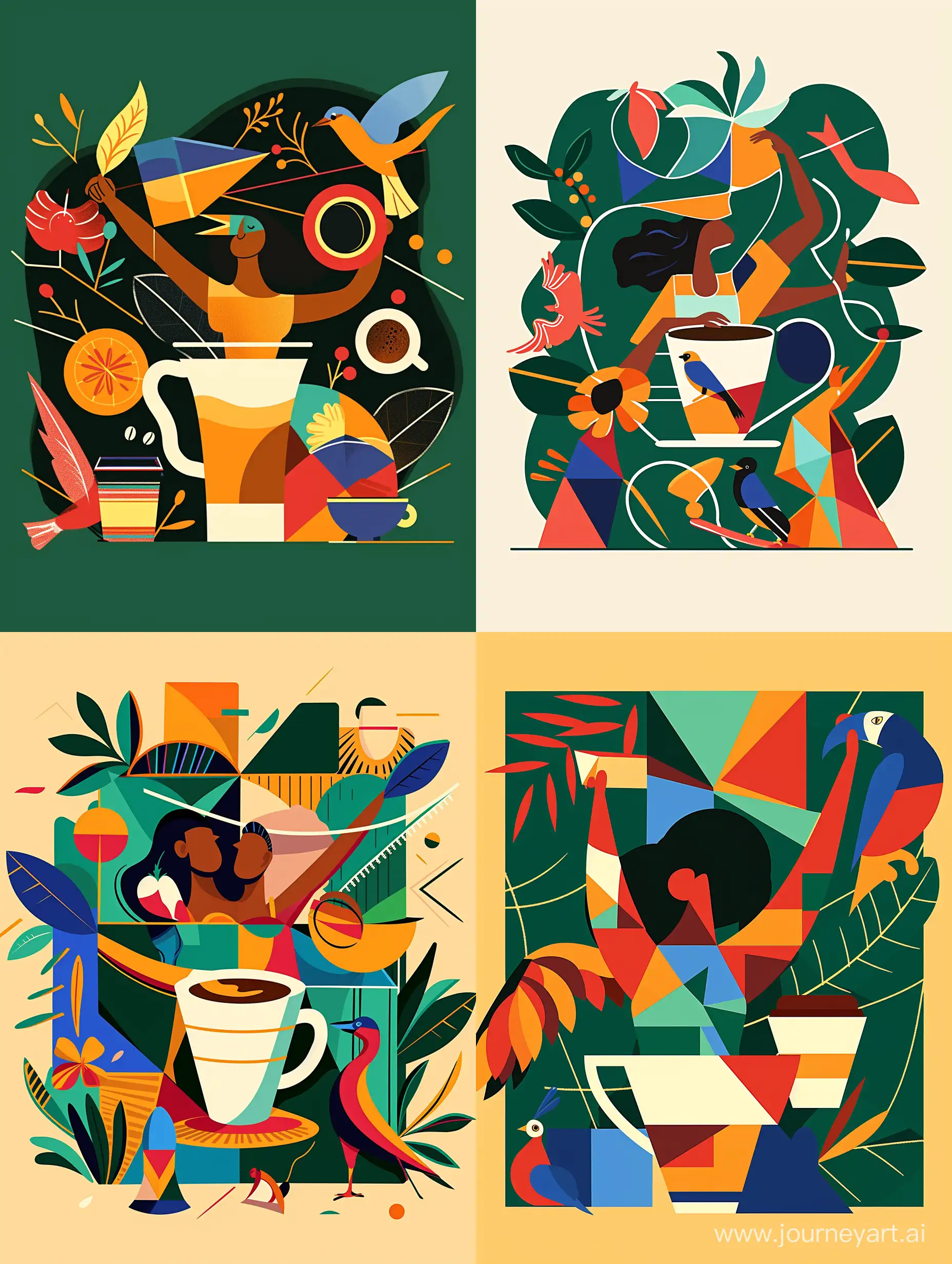 Геометрический орнамент в стиле современная абстракция кофе в чашке, символы Бразилии, природа, птицы и животные Бразилии, кофе - serf https://cdn.dribbble.com/users/938871/screenshots/16169500/media/f2851351ac2a3df04e23db94fd376a14.png