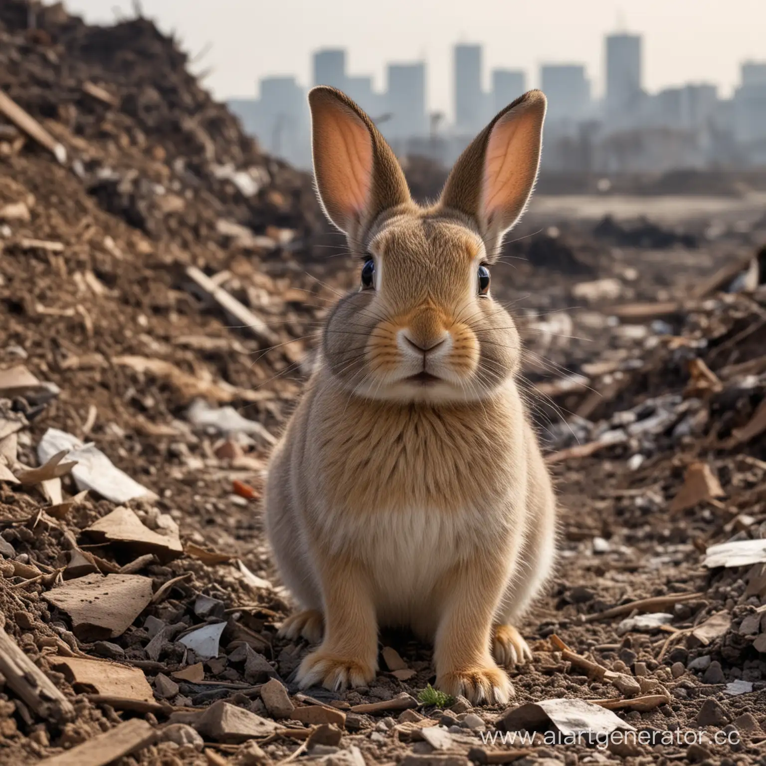 Rabbit-Encountering-Urban-Pollution-and-Waste