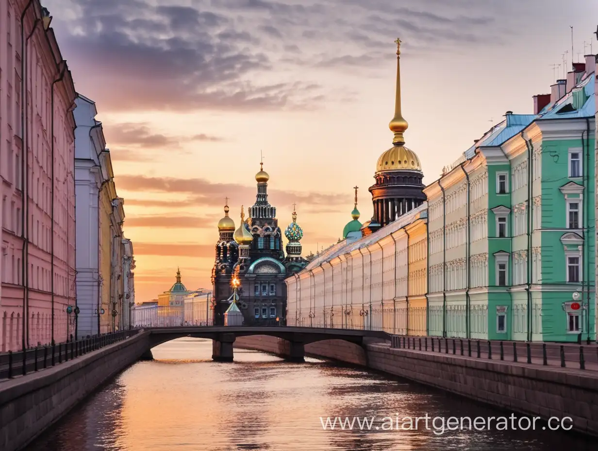 Historic-Architecture-of-Saint-Petersburg-Illuminated-at-Dusk
