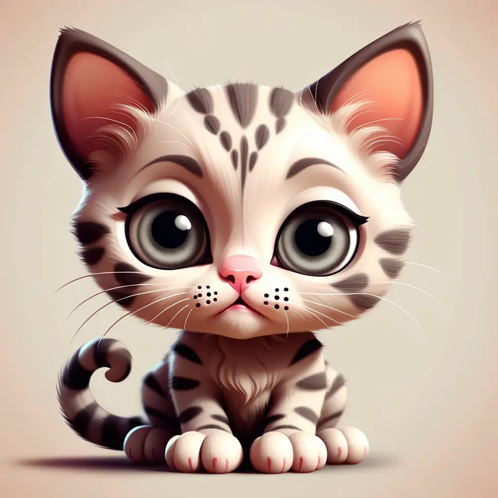 Cute little kitty with big eyes digital clipart 