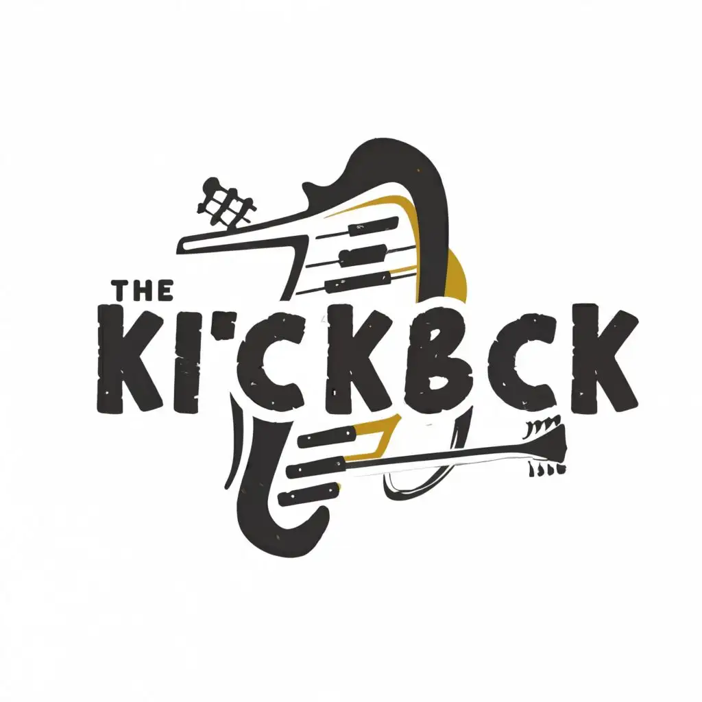 a logo design,with the text "the kickback", main symbol:piano guitar,Minimalistic,be used in Entertainment industry,clear background