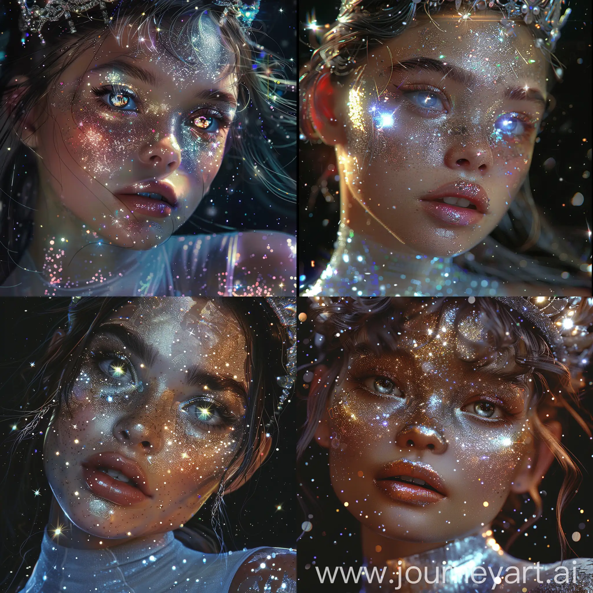 Ethereal-Futuristic-Girl-with-Glittering-Crown-in-Cosmic-Darkness