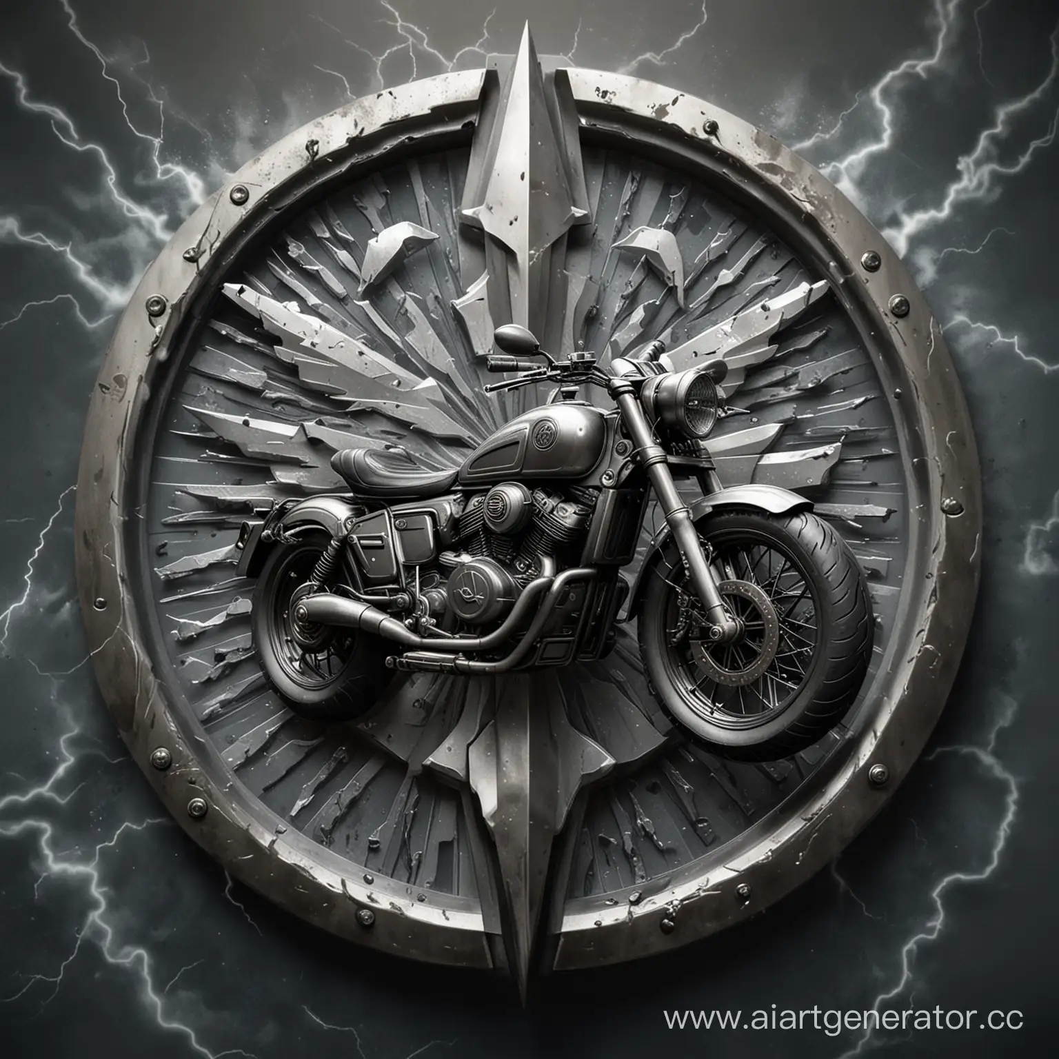 Perun-Steel-Rush-Dynamic-Motorcycle-Emblem-Amidst-Lightning