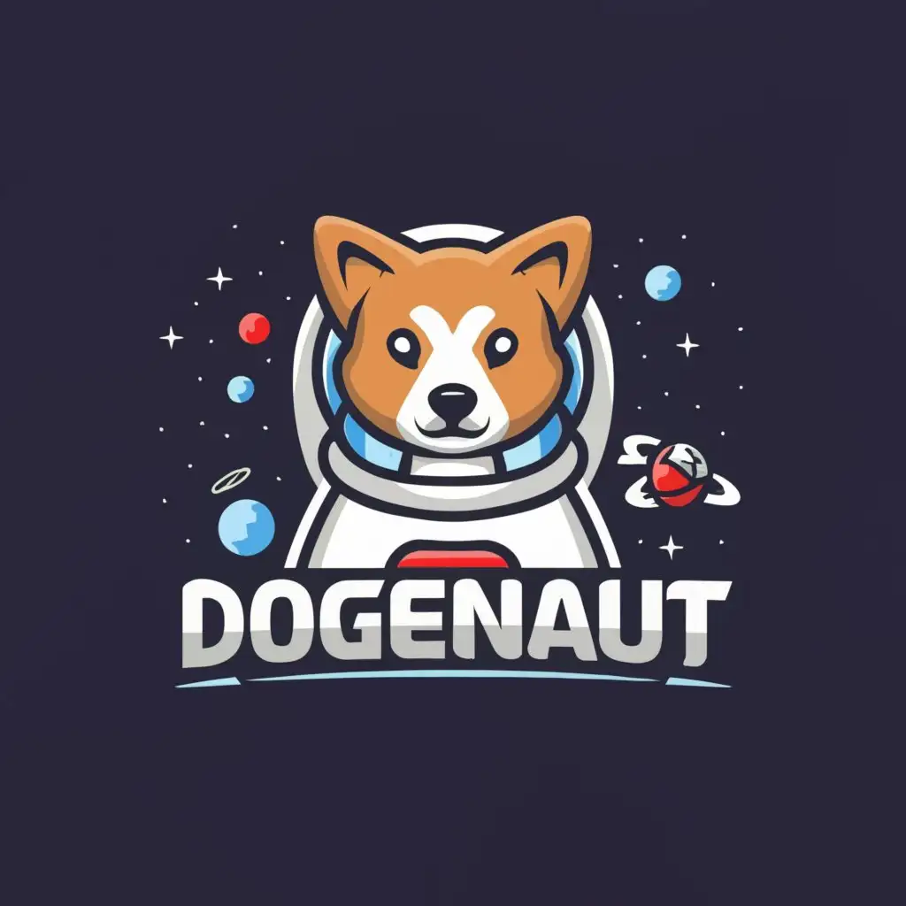 a logo design, with the text 'Dogenaut', main symbol: Shiba Inu in a astronaut suit and helmet, Moderate, clear background