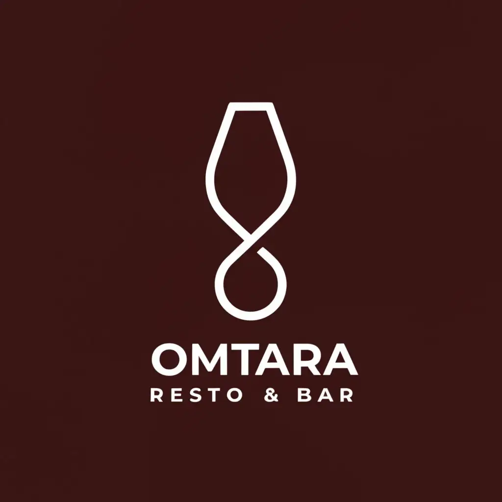 a logo design,with the text "OMTARA RESTO BAR", main symbol:WINE GLASS AND BOTTLE,Minimalistic,be used in Restaurant industry,clear background