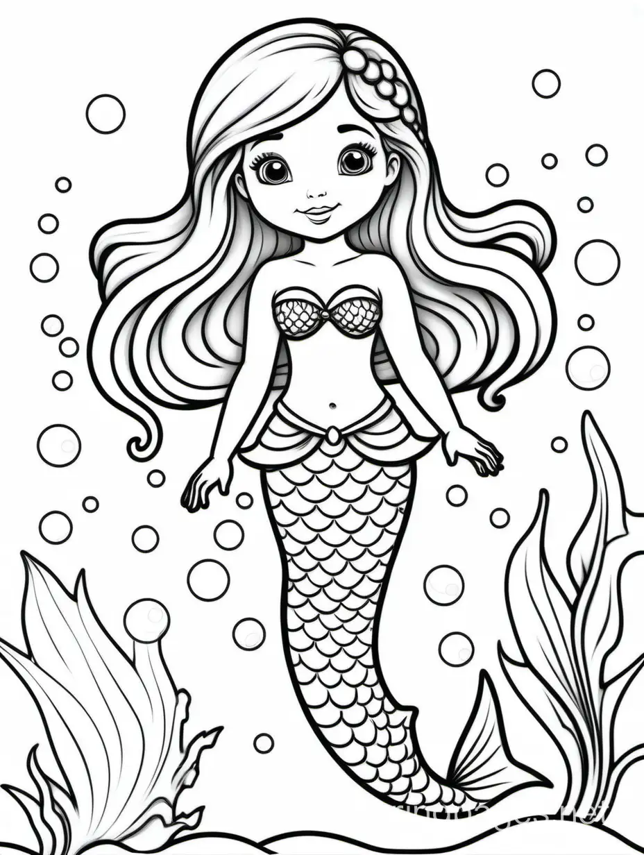 Mermaid-Costume-Coloring-Page-for-Young-Children