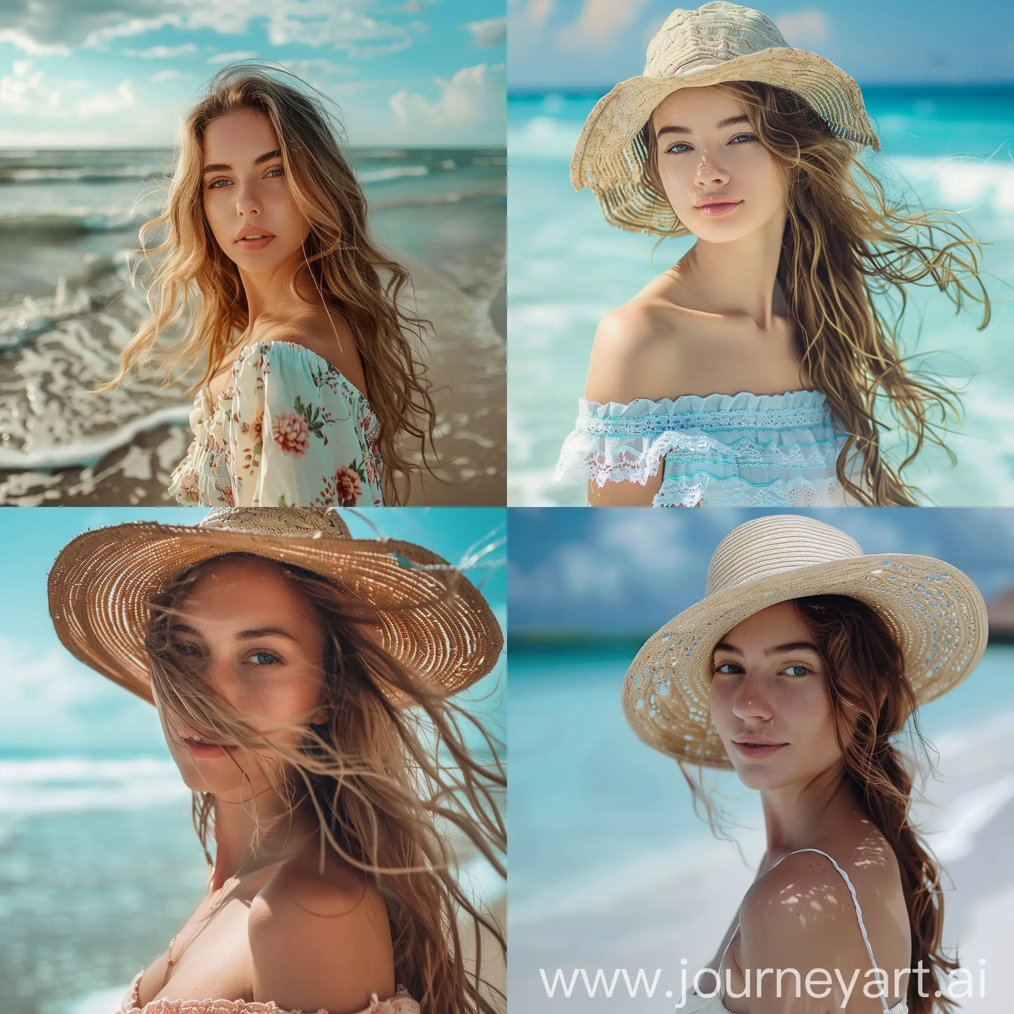 create the image of a beautiful girl at the beach