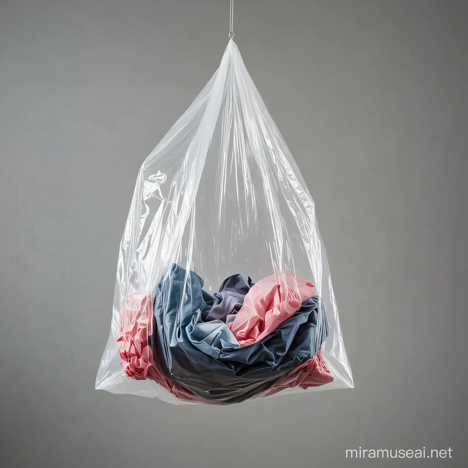 floating plastic Bag with clothes in it