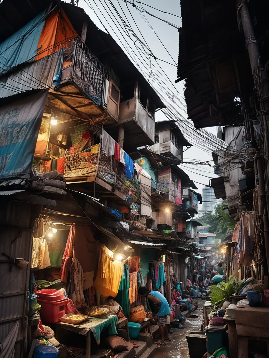 Vibrant Community Life in Jakartas Urban Slum Squatter House