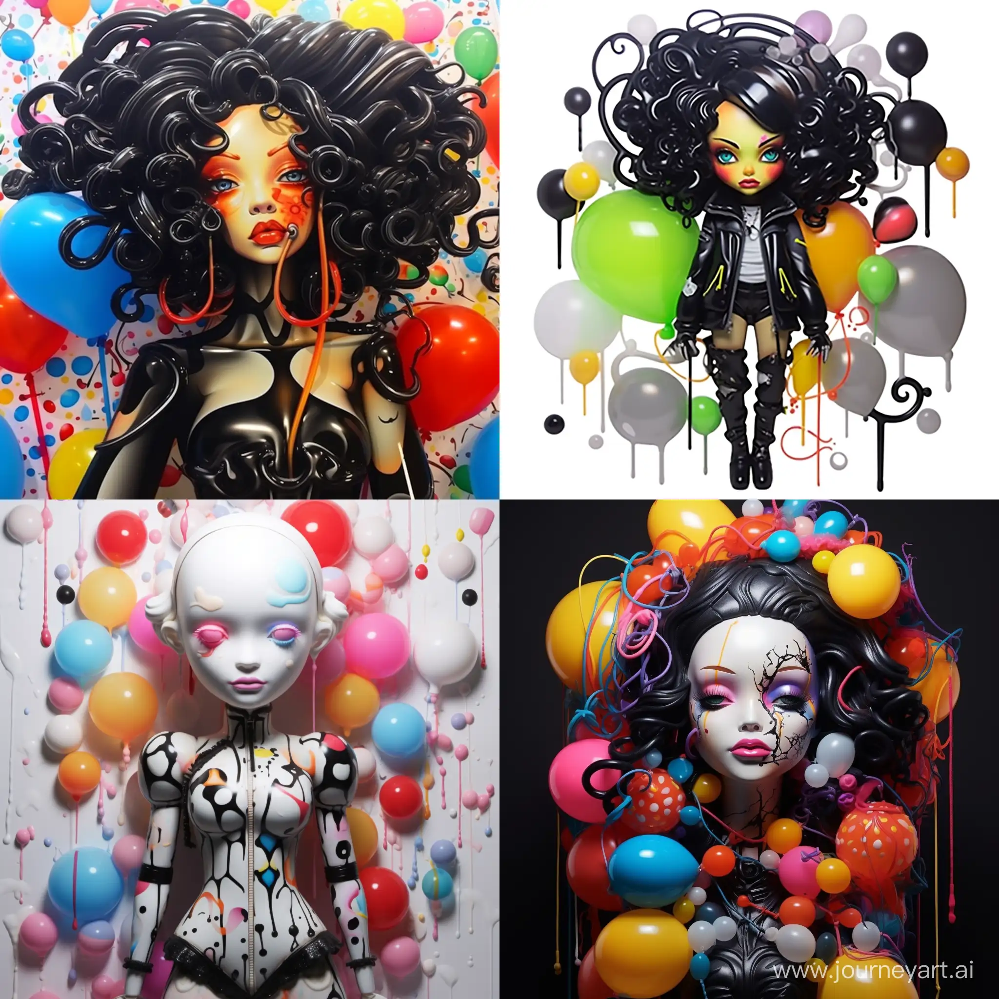 Vibrant-Popmart-Figure-Graffiti-Scene-with-Neon-Dolls-and-Balloons