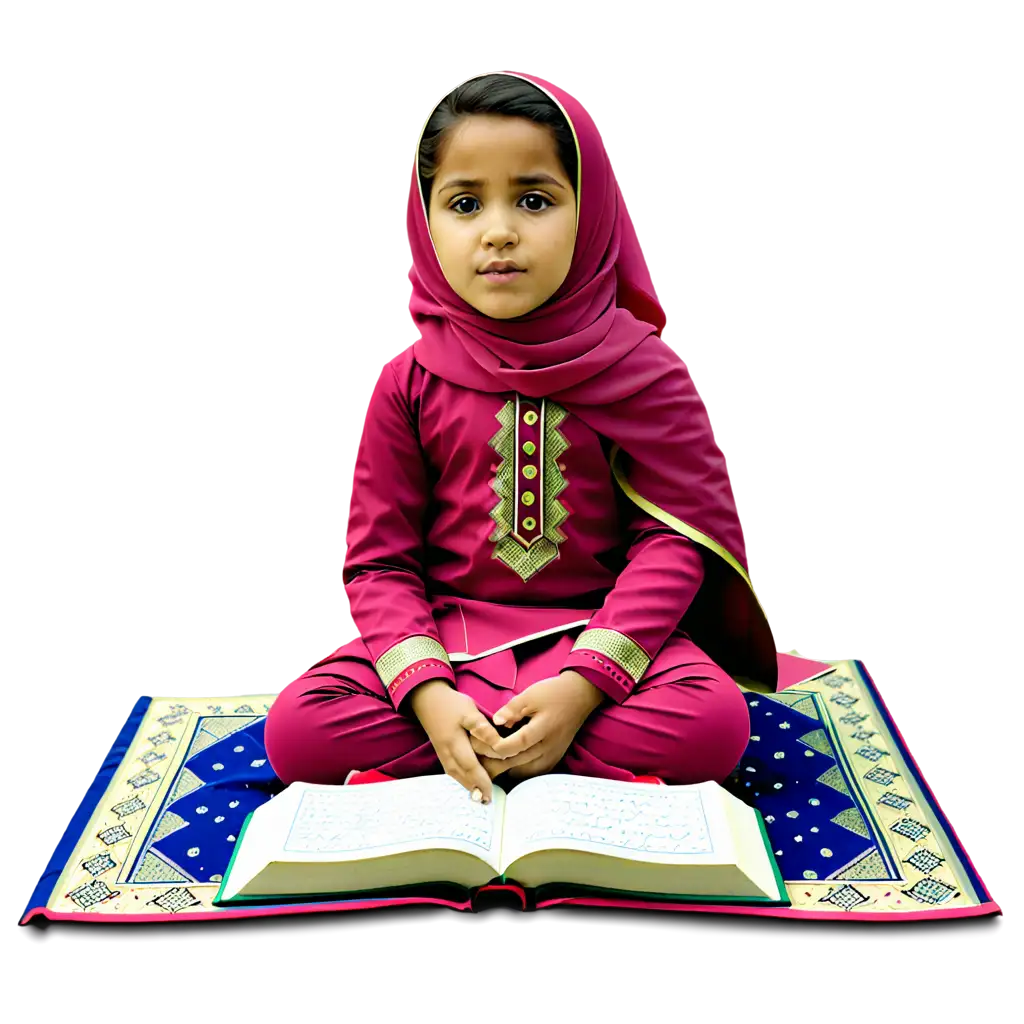 Beautiful-PNG-Image-Young-Girl-Reciting-Quran-in-Holy-Mecca